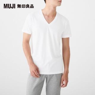 【MUJI 無印良品】男有機棉無側縫天竺V領短袖衫/2入(共3色)