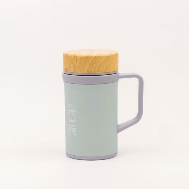 【IKUK 艾可】真陶瓷內膽保溫杯-瓷芯上蓋手把保溫杯500ml(辦公杯/咖啡保溫杯/保溫瓶/母親節禮物)