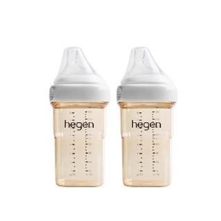 【hegen 總代理】PCTO™ 金色奇蹟PPSU多功能方圓型寬口奶瓶 240ml 雙瓶組(象牙白)
