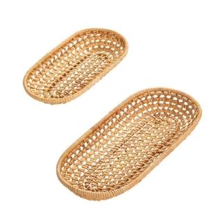 【JEN】編織收納籃點心刀叉餐具收納盒2件組