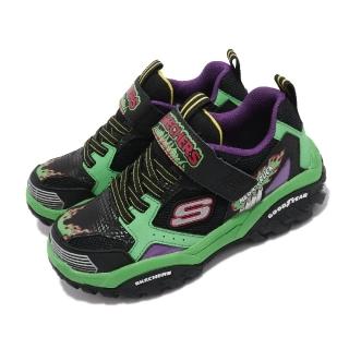 【SKECHERS】休閒鞋 Turbo Speed 童鞋 怪獸卡車 輕量 避震 緩衝 固特異輪胎底 黑 綠(403760LBKMT)