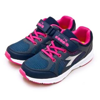 【DIADORA】大童 22cm-24.5cm 迪亞多那 輕量3E寬楦慢跑鞋 終極速跑系列(藍桃 13002)