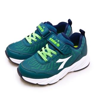 【DIADORA】中童 迪亞多那 19cm-23cm 輕量4E寬楦避震慢跑鞋 奇幻聯盟系列(藍綠 13012)