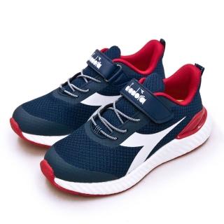 【DIADORA】大童 迪亞多那 22cm-24.5cm 輕量4E寬楦避震慢跑鞋 ETPU彈力球系列(藍白紅 13018)