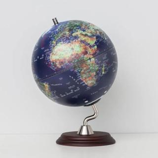 【WUZ 屋子】SkyGlobe 10吋衛星觸控鋰電池N型木質底座地球儀-中英文對照(AR互動款)