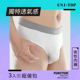 【UNI-TOP 足好】696竹炭抑菌超細銀纖維男內褲*三角*-透氣3入組