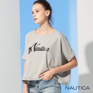 【NAUTICA】女裝美式寬版品牌LOGOT恤(灰)