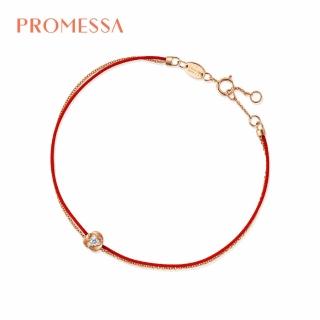 【PROMESSA】玫瑰 18K玫瑰金鑽石紅繩手鍊