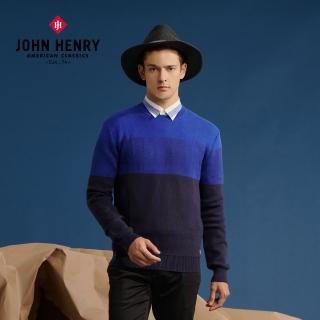 【JOHN HENRY】撞色拼接長袖毛衣