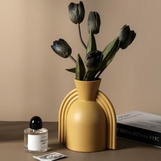 【JEN】北歐簡約創意莫蘭迪陶瓷花瓶花器居家桌面擺飾裝飾品(土耳其黃)