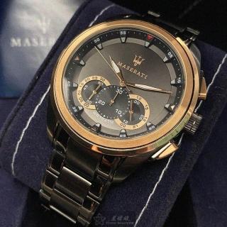 【MASERATI 瑪莎拉蒂】瑪莎拉蒂男錶型號R8873612016(黑玫瑰金色錶面黑錶殼深黑色精鋼錶帶款)