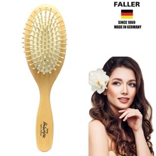 【FALLER 芙樂】德國製FSC大尺寸橢圓圓珠櫸木氣墊木齒梳(頭皮與頭髮深層按摩)