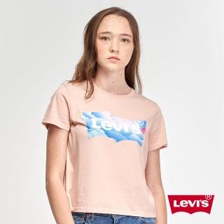 【LEVIS】女款 短袖城市T恤 / 中短版修身版型 / 童趣雲海Logo 熱賣單品