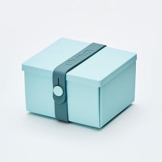 【丹麥 uhmm】環保摺疊點心盒 840ml-薄荷色餐盒 x 深綠色扣環