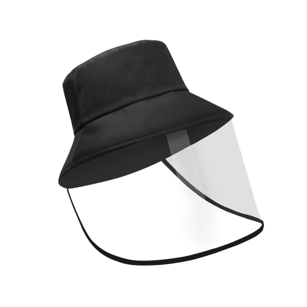 【原生良品】防疫/防飛沫/防塵可拆式防護罩兩用漁夫帽/隔離面罩-成人款(黑色)