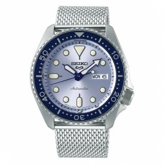 【SEIKO 精工】《SEIKO 5 Sports 機械錶》43mm/男女兼用/水藍面/米蘭錶帶(SRPE77K1)