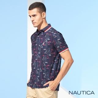 【NAUTICA】男裝航海風格滿版短袖POLO衫(藍色)