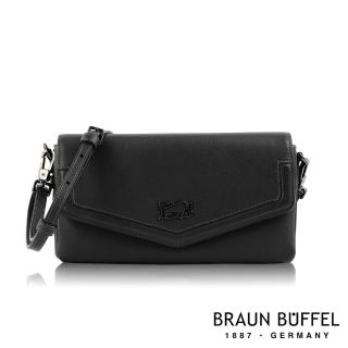 【BRAUN BUFFEL 德國小金牛】台灣總代理 奧菲莉亞-A 小型斜背包-黑色(BF675-720-BK)