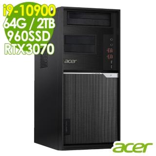 【Acer 宏碁】VK8 高階商用繪圖工作站 i9-10900/64G/960SSD+2TB/RTX3070 8G/700W/W10P(10代i9十核心獨顯)