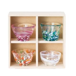 【ADERIA】日本津輕 手作清酒杯 贈木盒 禮盒組(清酒杯 玻璃杯)