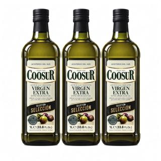 【Coosur 山富】特級初榨橄欖油1000mlx3瓶 玻璃瓶(可生飲)
