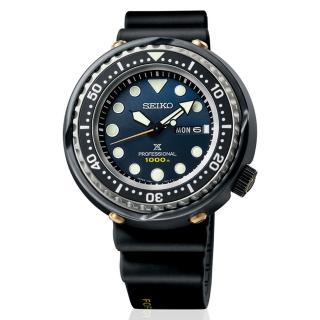 【SEIKO 精工】Prospex 限量深海鮪魚罐頭35周年潛水錶-黑x藍/49.4mm(S23635J1/7C46-0AR0B)