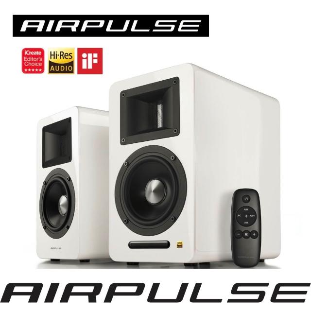 【AIRPULSE】A100 PLUS 雙聲道主動式音箱（2.0藍牙喇叭｜國際設計師 Phil Jones 設計｜Hi-Res音質認證）