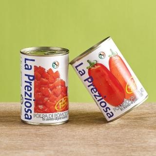 【咖樂迪咖啡農場】La Preziosa 義大利整顆/切塊番茄罐頭 二種口味任選(400g*24/箱購)