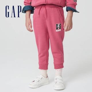 【GAP】女幼童 Gap x Disney 迪士尼系列印花刷毛休閒褲(732030-粉色)