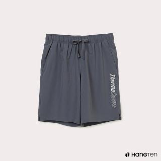【Hang Ten】男裝-恆溫多功能-REGULAR FIT標準四向彈力吸濕快乾抗曬印花運動短褲-灰