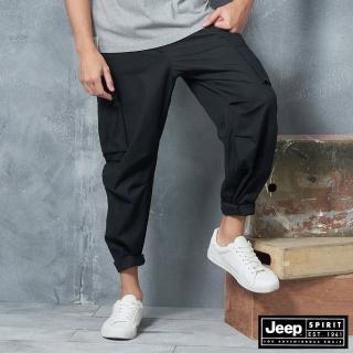 【JEEP】男裝 軍風潮流休閒寬鬆工作褲(黑)