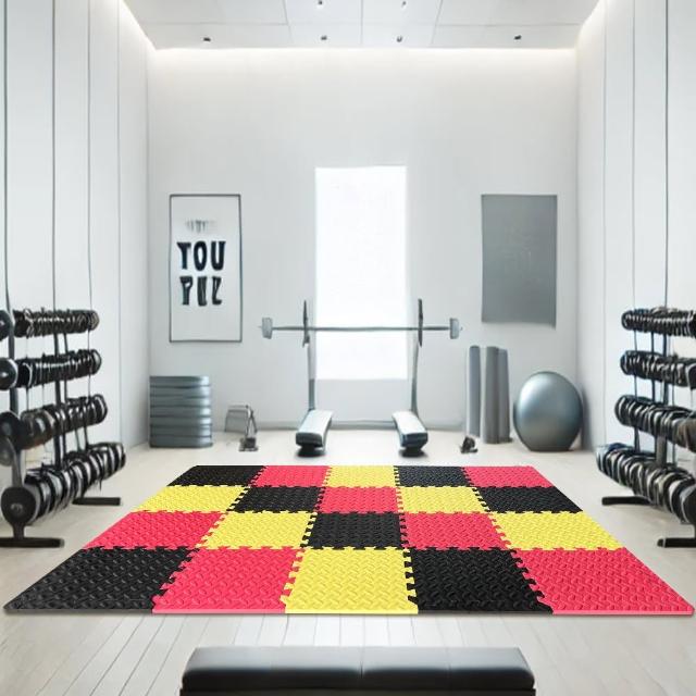 【MOMOTARO 桃太郎地墊】台灣製極厚2.5CM拼接超Q樹葉紋32x32無毒防滑巧拼地墊-附邊條(36片裝-約1坪)