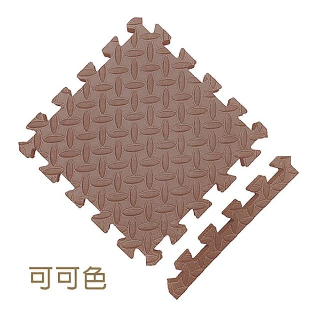 【MOMOTARO 桃太郎地墊】台灣製極厚2.5CM拼接超Q樹葉紋32x32無毒防滑巧拼地墊-附邊條(36片裝-約1坪)