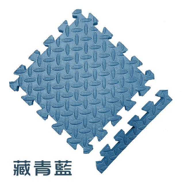 【MOMOTARO 桃太郎地墊】台灣製極厚2.5CM拼接超Q樹葉紋32x32無毒防滑巧拼地墊-附邊條(36片裝-約1坪)