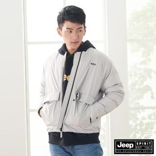 【JEEP】男裝極保暖防寒輕羽絨外套(淺灰)