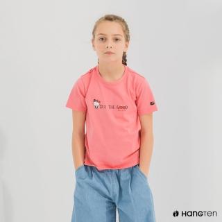 【Hang Ten】童裝-Hello Kitty前胸印花短袖T恤-淺粉橘