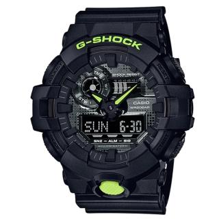 【CASIO 卡西歐】卡西歐G-SHOCK 鬧鈴電子錶-黑(GA-700DC-1A)