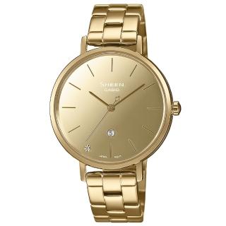 【CASIO 卡西歐】卡西歐 SHEEN 時尚鏡面鋼帶錶-金黃色(SHE-4544G-9A)