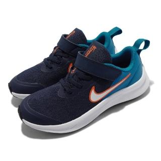 【NIKE 耐吉】慢跑鞋 Star Runner 3 PSV 童鞋 輕量 透氣 舒適 避震 魔鬼氈 中童 藍 白(DA2777-401)