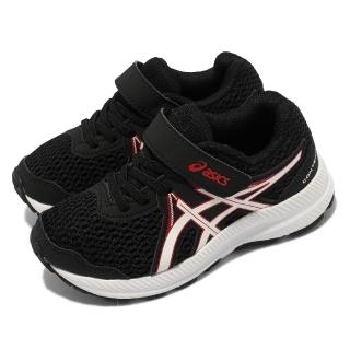 【asics 亞瑟士】慢跑鞋 Contend 7 PS 魔鬼氈 童鞋 亞瑟士 透氣網布 橡膠外底 中童 黑 白(1014A194008)