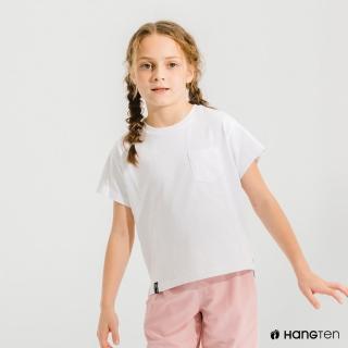 【Hang Ten】童裝-環保纖維厚磅口袋短袖T恤-白