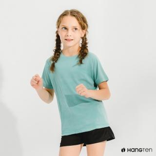 【Hang Ten】童裝-恆溫多功能-銀纖維無縫涼感抗菌除臭迷彩短袖T恤-淺綠
