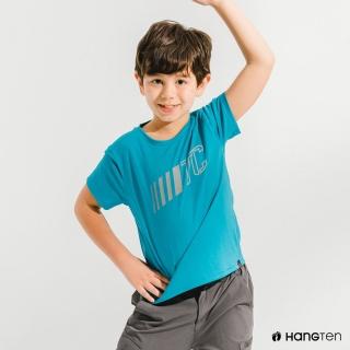 【Hang Ten】童裝-恆溫多功能-環保寶特瓶回收紗HEIQ吸濕感溫印花短袖T恤-藍