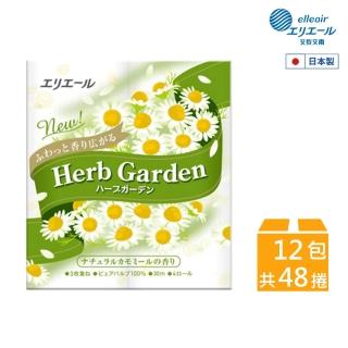 【日本大王】elleair 芯香花苑三層捲筒衛生紙洋甘菊12包(箱購出貨)