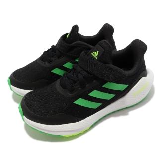 【adidas 愛迪達】慢跑鞋 EQ21 Run EL 運動 童鞋 愛迪達 避震 包覆 再生材質 中童 黑 綠(GZ5396)