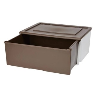 【NITORI 宜得利家居】堆疊收納籃 抽屜式 N-FLATTE-DS DBR(蓋子 可堆疊 收納籃用蓋 抽屜式)