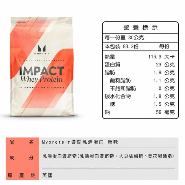 【MYPROTEIN】濃縮乳清蛋白2.5KG(多口味可選)X2