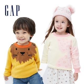 【GAP】幼童裝 可愛動物織紋刷毛毛衣 男女同款(多色可選)