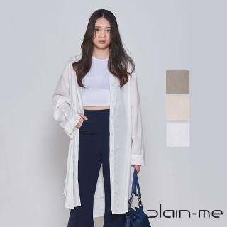 【plain-me】女款天絲棉長版襯衫(共三色 休閒長袖外套上衣)
