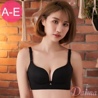 【Daima 黛瑪】無鋼圈內衣A-E/透氣集中一片式Bra無痕內衣/素面/A.B.C.D.E罩(黑色)